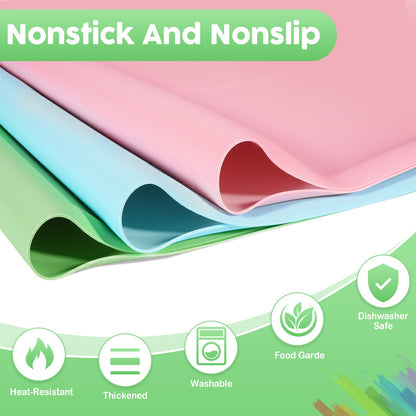 Large Silicone Mat for Crafts, 24"X19.7" Art Mat with Raised Edges for Clay, Resin, Slime, Jewelry-Making Table Protection Heat-Resistant Paint Mats, Green