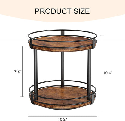 2 Countertop 10.2" 10.2" 10.4" Snughome Rotating Spice Rack, Tier Lazy Susan Organizer, Wood Kitchen Organizer, Brown