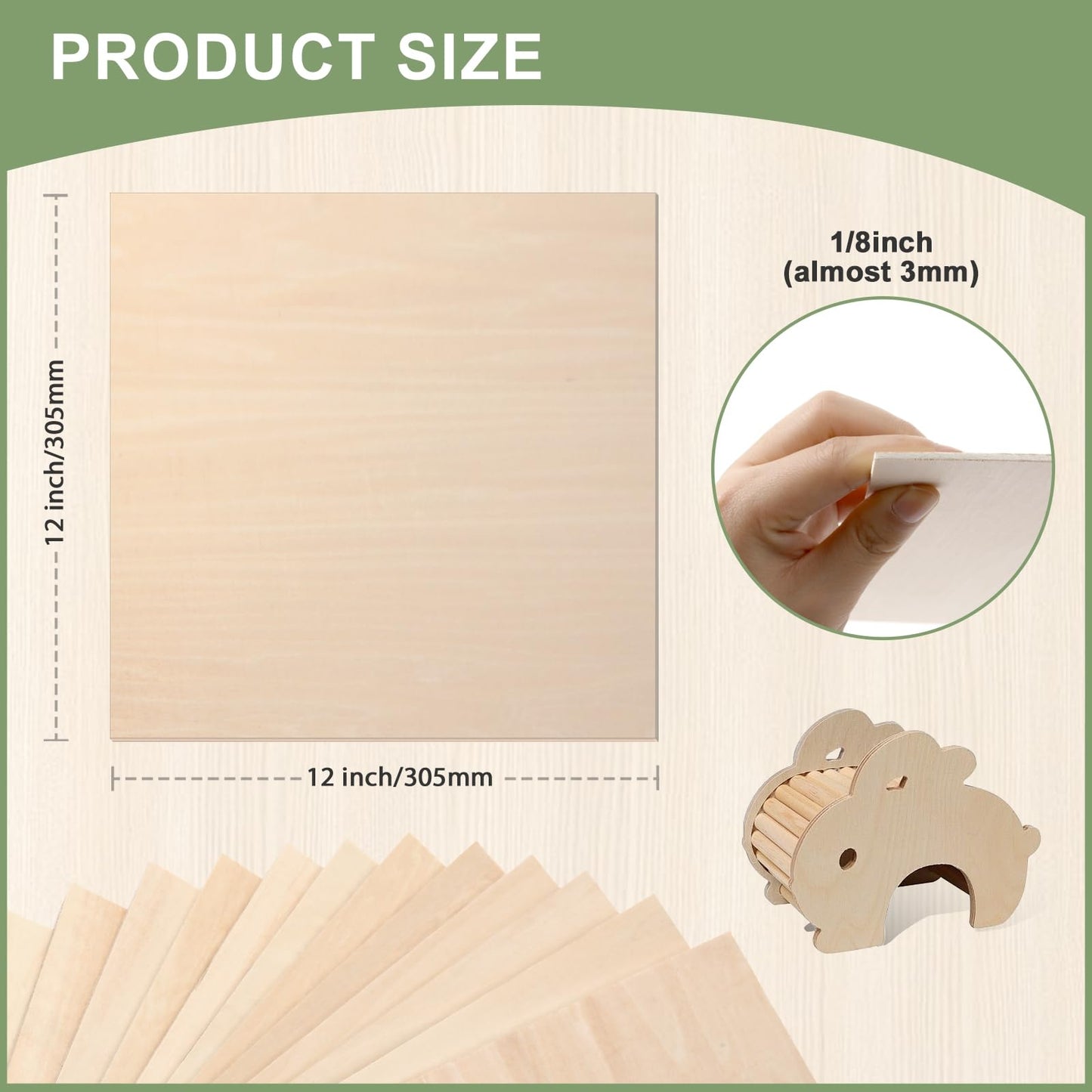 24 Pack Basswood Sheets 1/8 x 12 x 12 Inch for Crafts, Basswood Sheets Plywood Sheets for Laser Cutting & Engraving, Architectural Models.Unfinished Wood Sheets for DIY Projects.