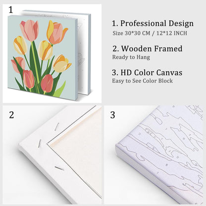 Natuyalo Framed Paint by Numbers for Adults - Colorful Flowers DIY Adult Paint by Number Kits Easy Acrylic Painting by Numbers for Beginners Art Craft Kits for Adults (12x12 Inch, Framed)