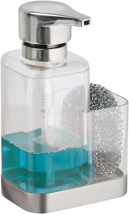 Countertop mDesign Modern Plastic Kitchen Sink Liquid Hand Soap Dispenser Pump Bottle Caddy with Storage Compartment
