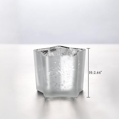 Letine 8pc Frosted White Star Tea Light Candle Holders - Mercury Glass Votive Holders for Wedding, Diwali, Fall & Holiday Decor - Elegant Starlight Vessels (2.44" Height, 1.45" Base)