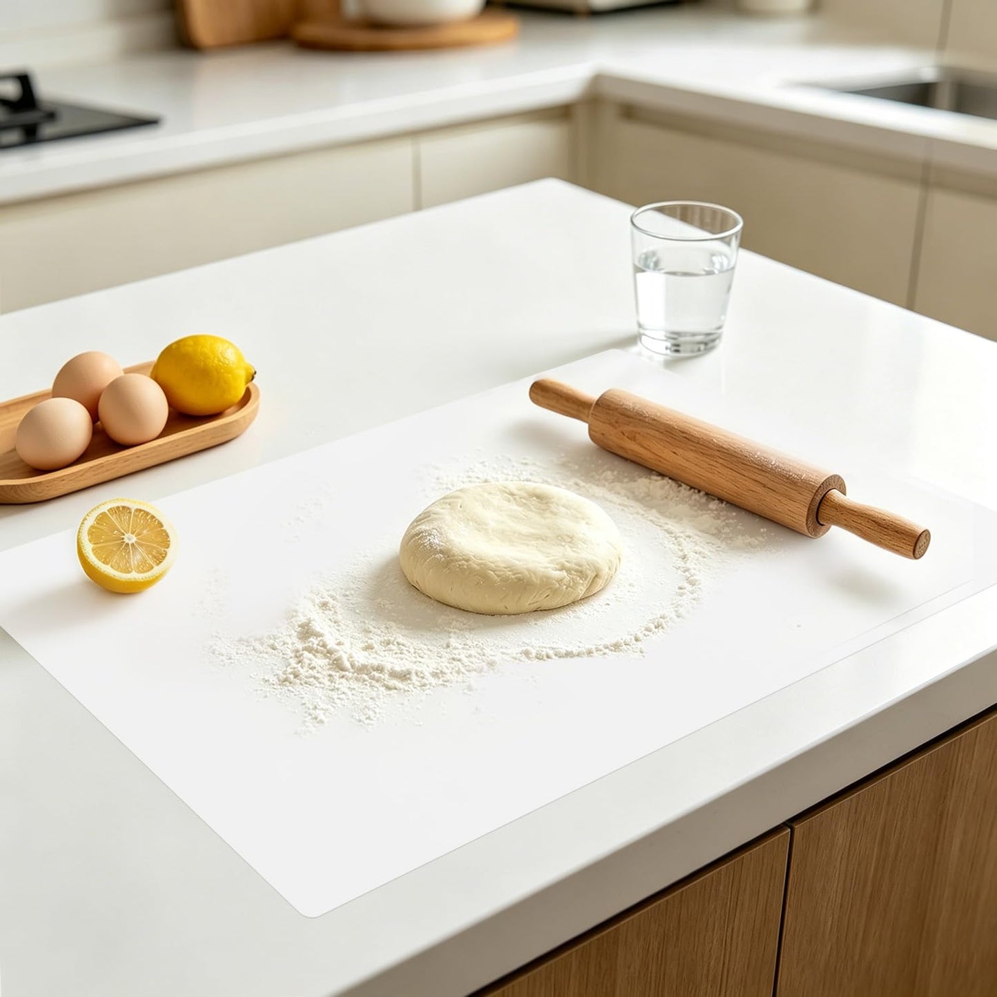 2 Pack Oversize Silicone Table Mats, Silicone Placemat Set of 2 for Baking Craft Pastry Non-Stick, Heat Resistant Waterproof Nonskid Countertop Protector Mat (Translucent, 23.6''x15.75'')