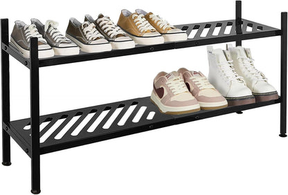 2 35 Inches Closet, Shoe Rack - Metal Shoe Organizer Tier Shoes Shelf Storage, Stackable Long Show Stand Holder