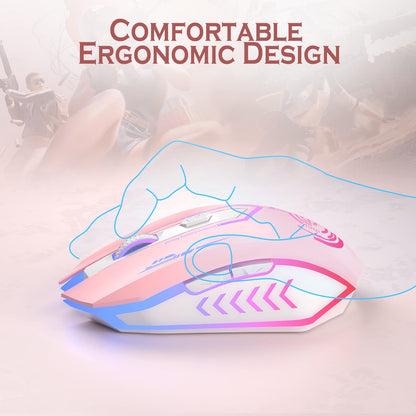 UHURU Wireless Gaming Mouse Up to 12000 DPI, Rechargeable USB-C Wireless Mouse with 7 Buttons 7 Dynamic LED Color Ergonomic Programmable MMO RPG for PC Laptop, Compatible with Windows Mac