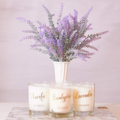 LUNA CANDLE CO. Simple Lavender Scented Jar Candle, Soy Wax, 11oz. Glass, Up to 110 Hours of Burn Time, Tranquility, Perfect for Yoga and Spa, Relax and Unwind, Made in The USA- Peaceful