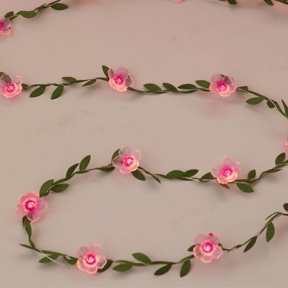Cherry Blossom Vine Lights 13ft 40 LED Flower String Lights USB Plugin & Battery Operated Fairy Lights with Timer 8 Modes Remote Decorative Light for Graduation Bedroom Wedding Birthday Party Gift