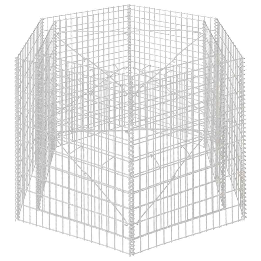hliofuir Hexagonal Galvanized Steel Raised Garden Bed 63"x55.1"x39.4" Large Outdoor Planter Box Silver Metal Raised Flower Bed for Backyard Patio Courtyard