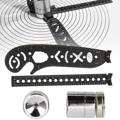 HilBeliFU 17mm Versatile Drawing Ruler Tool Kit, Iron Multifunctional Drawing Ruler, Innovative Magnetic Compass Rulers for Designers, Artists, Periodical Enthusiasts, Black
