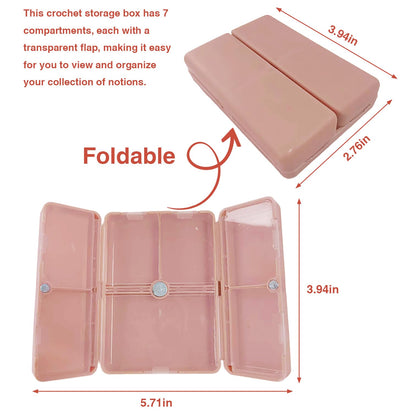 Knitting Crochet Notions Case Foldable Magnetic Storage Organizer with 7 Compartments Portable Notion Organizer for Crochet Hooks Stitch Markers Knitting Accessories and Small Craft Supplies