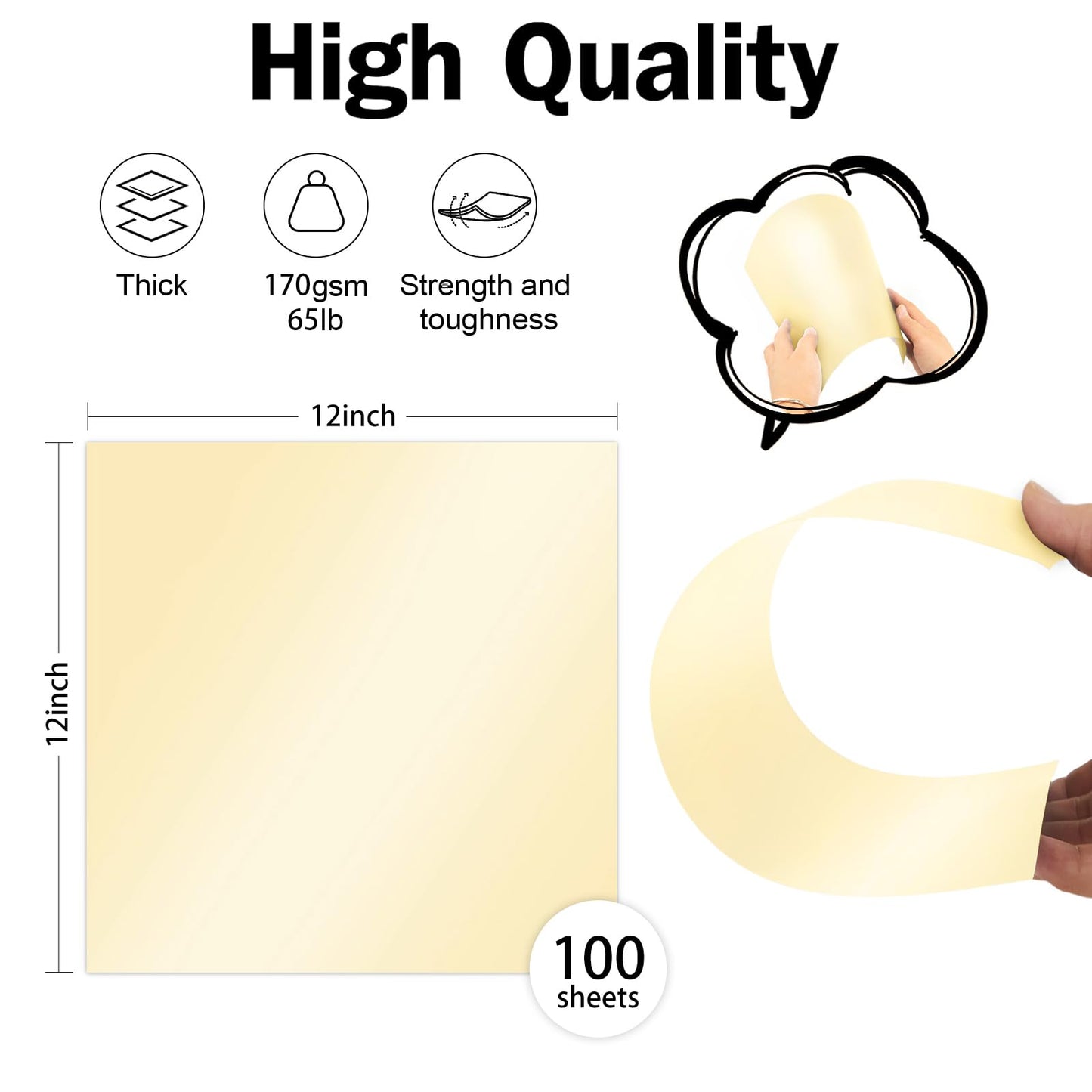 Cream Shimmer Cardstock 12x12, Goefun Shimmer Card Stock for Printer Metallic Paper 65 lb Light Gold Cardstock Pearl Paper for Invitation and DIY Cards, 100 Pack