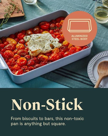 Caraway Non-Stick Ceramic 9”x13” Rectangle Pan - Naturally Slick & Non-Toxic - Ideal for Brownies & Lasagnas - Slate Color