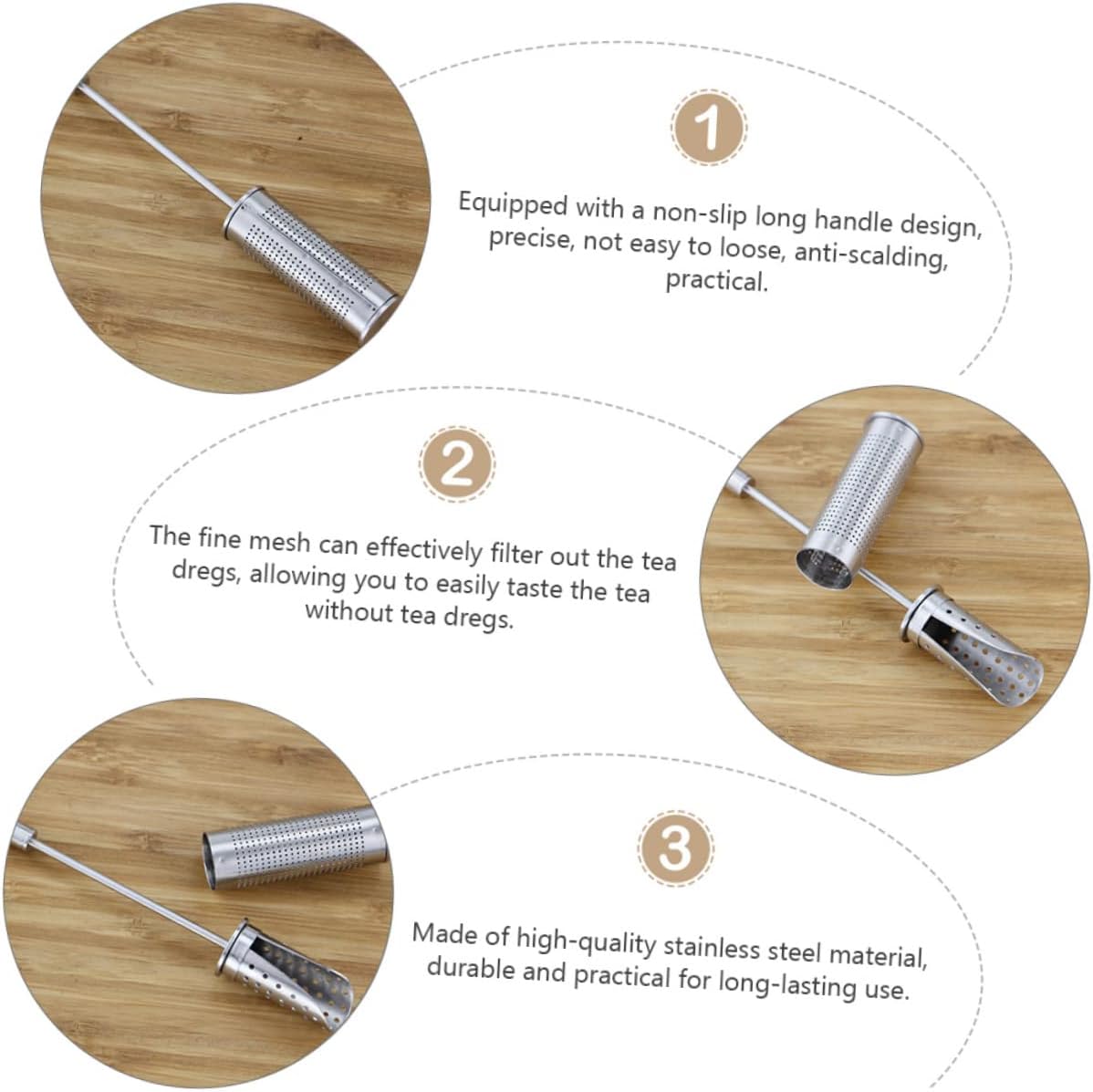 Stainless Steel Tea Strainer with Handle, Mesh Tea Infuser, Cooking Strainer, Loose Leaf Blade, Coffee Filters for Tea