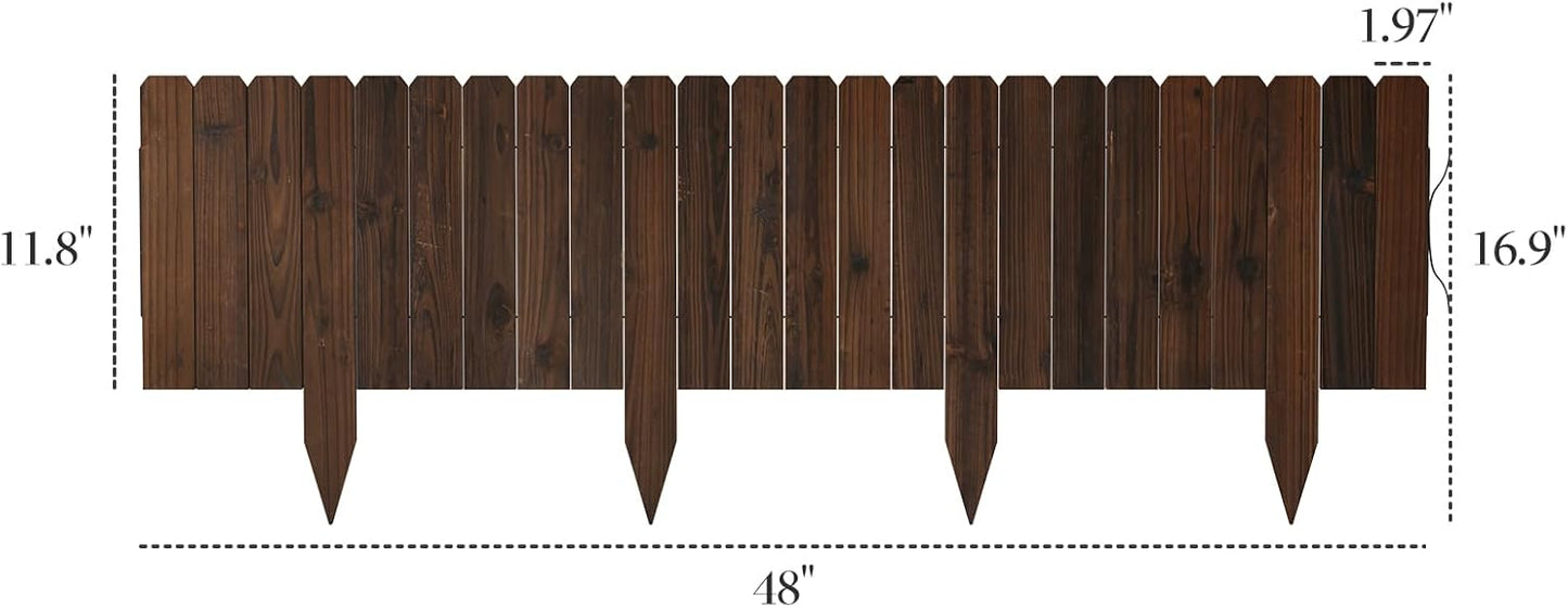 Wood Garden Edging Border, No Dig Landscape Edging, Decorative Flower Bed Border, 11.8" H x 48" L (1 Pack)