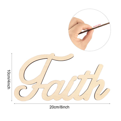 6 Pack 8 Inch Wood Faith Letters Cutouts Wood Faith Signs Wooden Faith Hanging Ornaments DIY Faith Wall Decor for Home Party Decoration