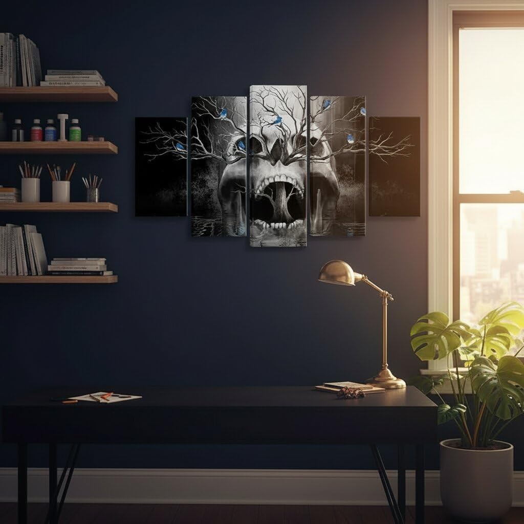 Artmyharbor Large Gothic Wall Art Skeleton Decor Skull Picture