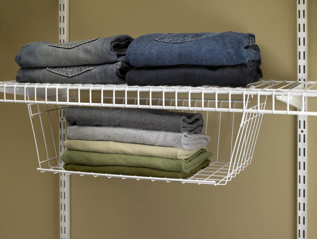 ClosetMaid Wire Hanging Shelf Basket for Storage, Organization in Closet or Pantry, No Assembly or Installation, Durable, White