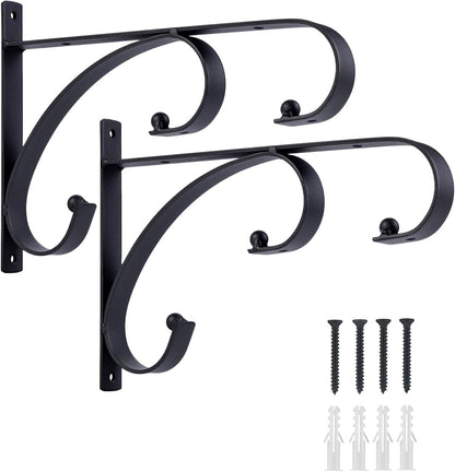 Plant Hangers | Decorative Iron Hanging Plant Brackets - 10 Inch for Indoor/Outdoor Use (2 Pack)
