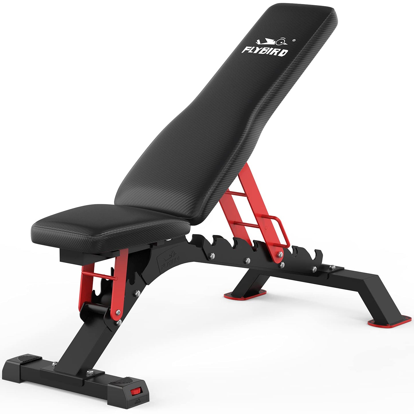 FLYBIRD WB7 Weight Bench, Commercial Grade Adjustable Weight Bench - 1300LBS Workout Bench for Home Gym, Flat Incline Bench Press Heavy Duty Bench with 34'' Extra-Long Backrest and Easy-Roll Wheels