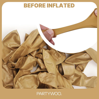 PartyWoo Metallic Gold Balloons - 120-Piece Chrome Balloon Arch Kit for Birthday & Wedding Decor | 5-18 Inch Sizes
