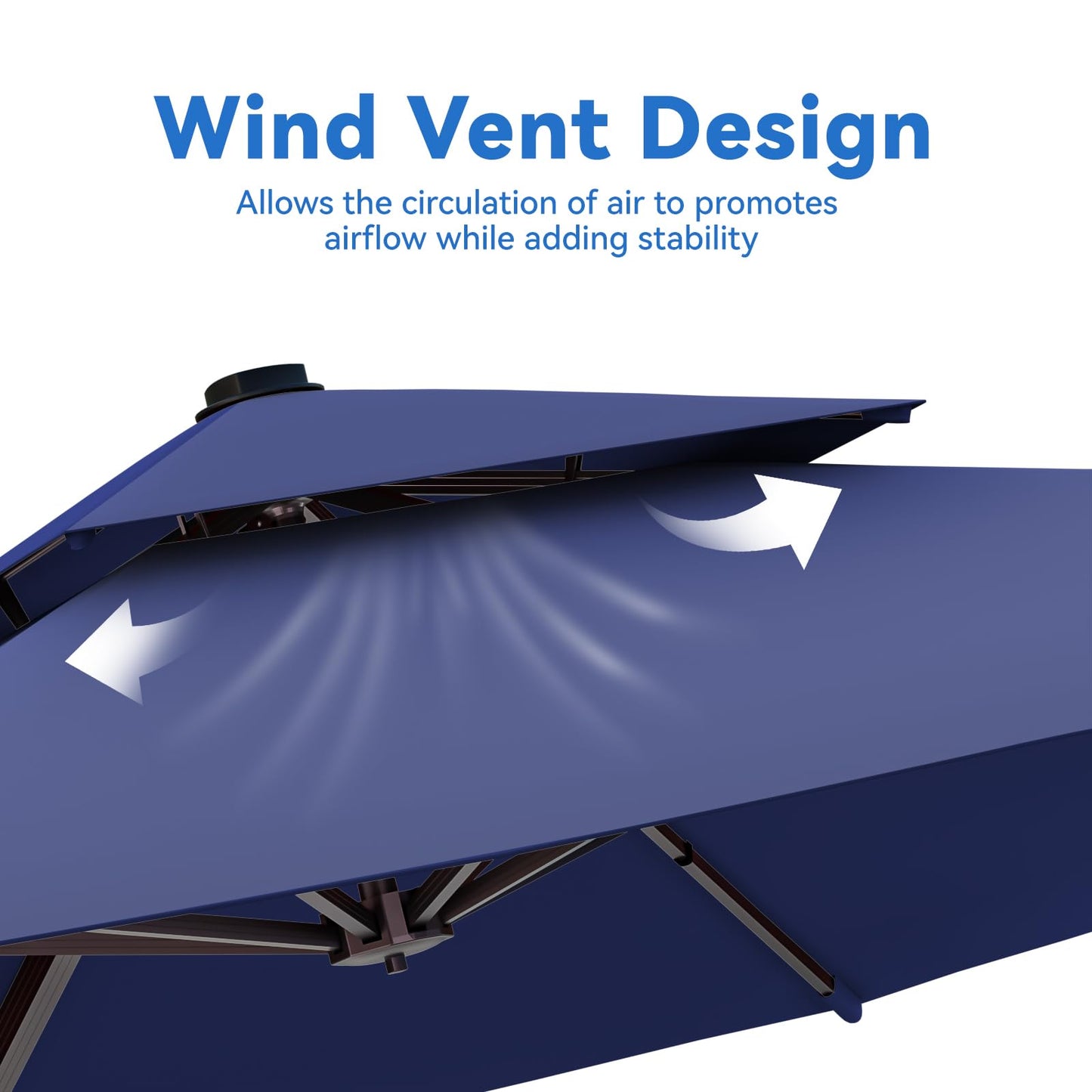 ZLACUIU 10x13FT Cantilever Outdoor Patio Umbrellas, Double Top Large Rectangle Umbrella, Heavy Duty 360° Rotation Offset Outdoor Sun Shade Umbrella for Garden Deck Pool Backyard Patio, Navy Blue