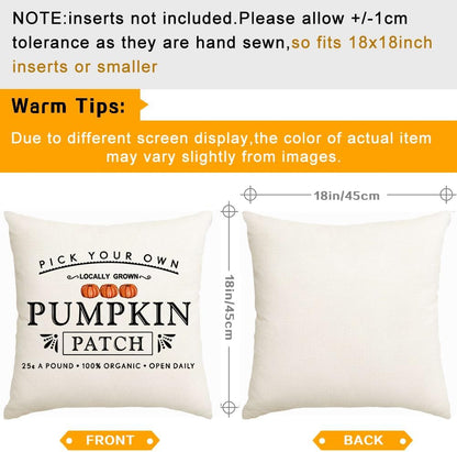 RABUSOFA Fall Pillow Covers - 18x18 Inch Waterproof Cushion Cases | Thanksgiving Pumpkin Patch Design