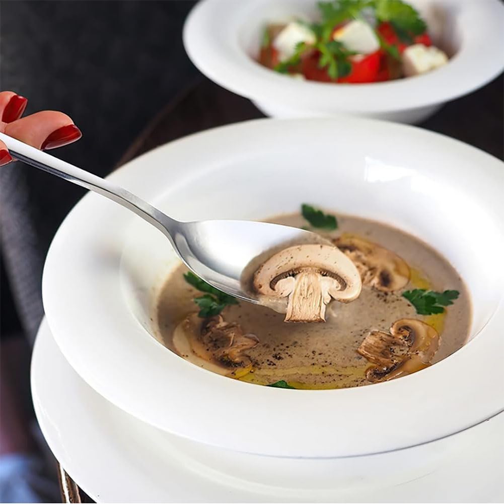 2 Pieces Korean Soup Spoons, Long Handle Stainless Steel Rice Spoon for Home or Restaurant Use