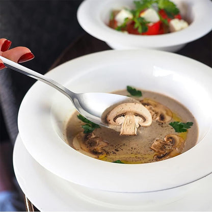 2 Pieces Korean Soup Spoons, Long Handle Stainless Steel Rice Spoon for Home or Restaurant Use