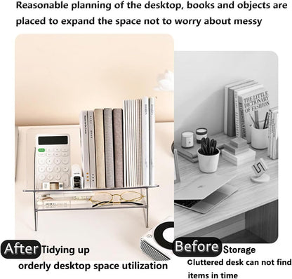Acrylic Desktop Bookshelf, Detachable Clear Book Organizer, Book/CD/Magazine Rack for Office/Study Room Library/Home