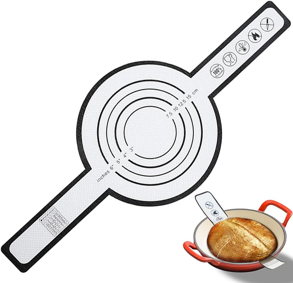 Silicone Baking Mat, 8.3 Inches Bread Sling, Reusable Dough Mat for Dutch Oven Sourdough Bread Baking