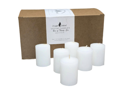 D'light Online 15 Hour Unscented White Emergency and Events Bulk Votive Candles for Wedding Votives, Luminary Candles, Restaurants, Churches and Decorations (Set of 144 - White, 15 Hour)