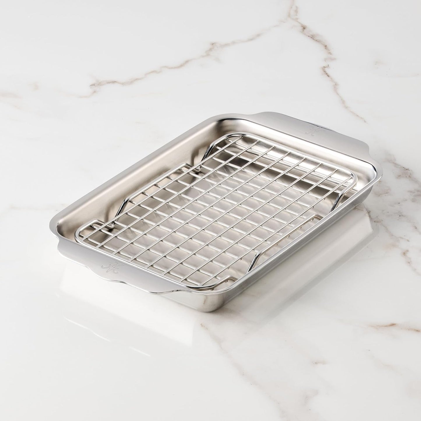 Hestan OvenBond Provisions - Tri-Ply Stainless Steel 2-Piece Mini-Eighth Sheet Pan & Rack Set (6 x 9")