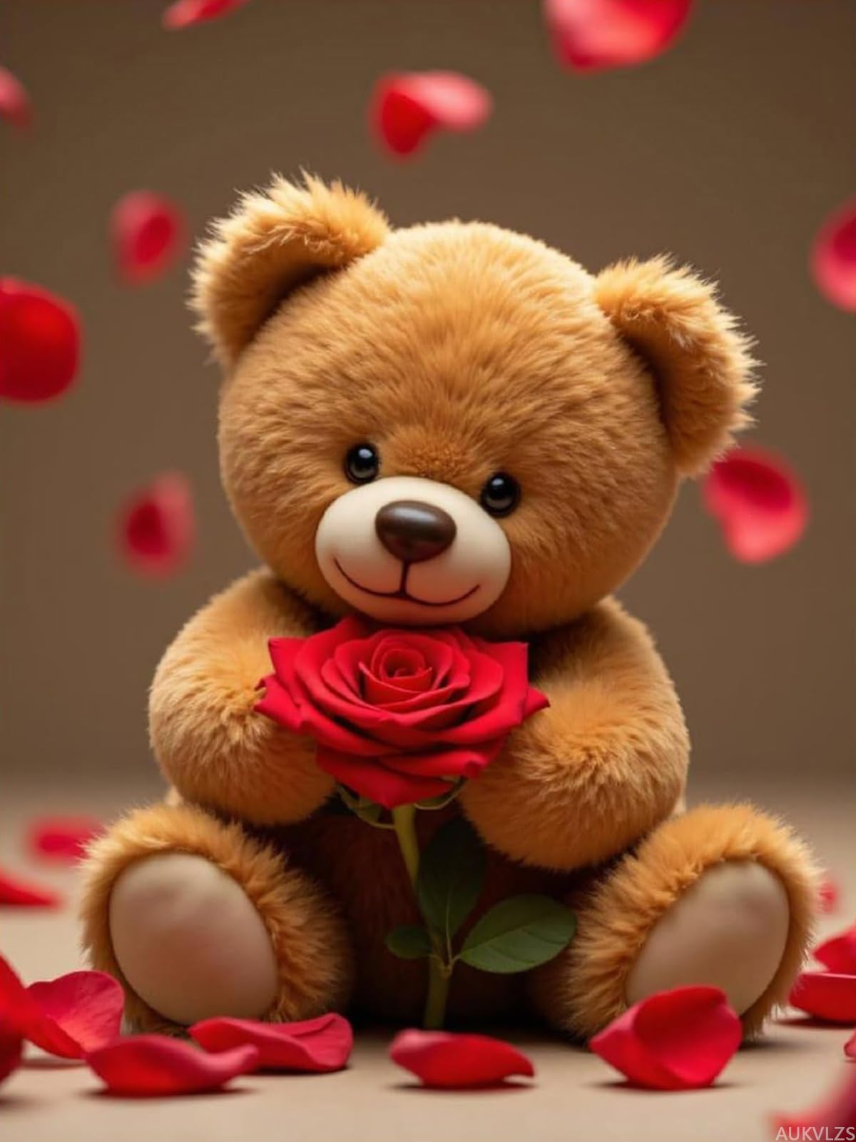 AUKVLZS Diamond Art Kits for Adults Teddy Bear Red Rose Petals Cute Diamond Painting Kits for Adults Beginner, 12x16 in Frameless Diamond Painting Kit for Home Wall Decor