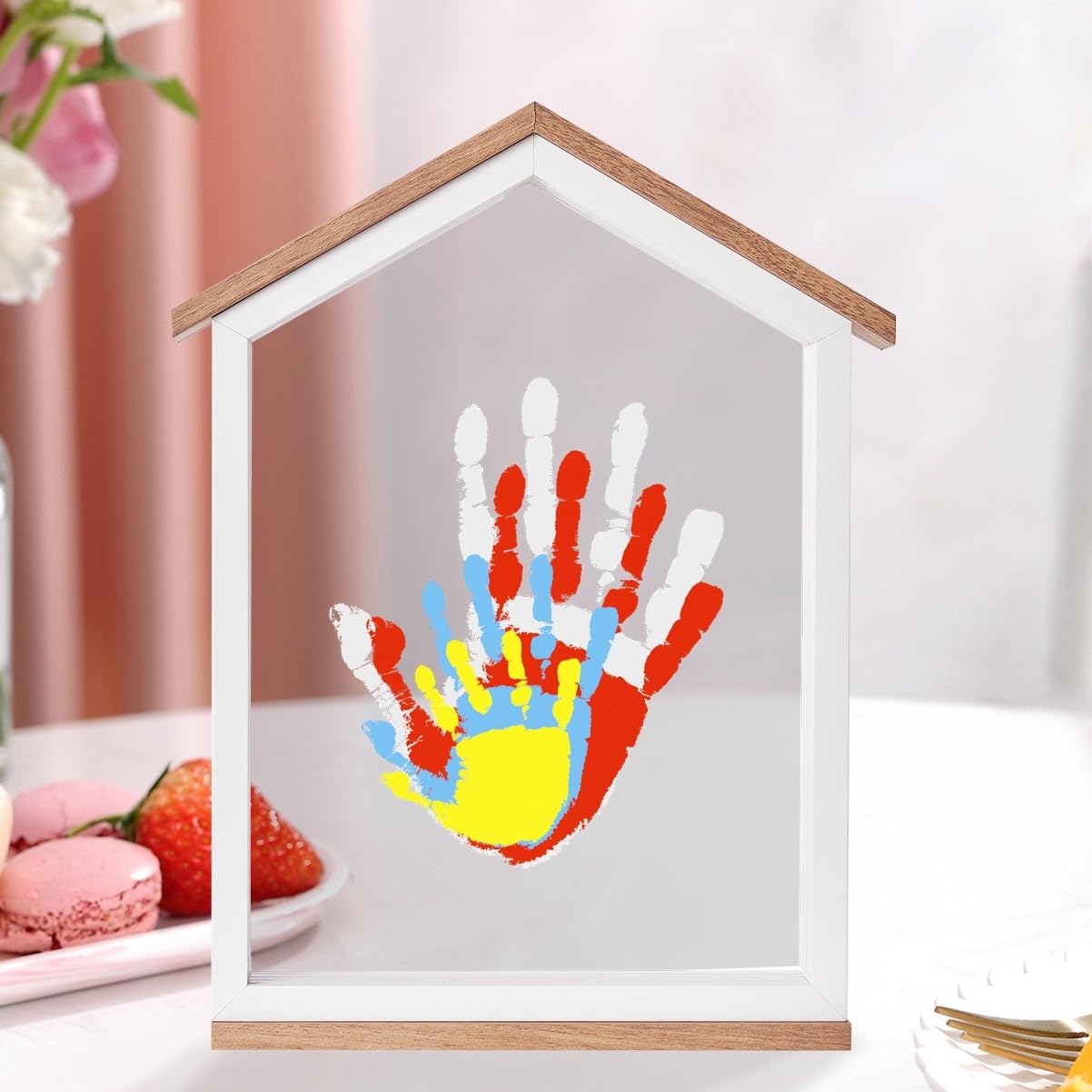 CHERRY CHEERS Exclusive House Shaped Family Handprint Kit; Unique DIY Keepsake, Complete Set, Meaningful Gift for Home Decor, Family Craft & Memory Making