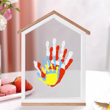 CHERRY CHEERS Exclusive House Shaped Family Handprint Kit; Unique DIY Keepsake, Complete Set, Meaningful Gift for Home Decor, Family Craft & Memory Making