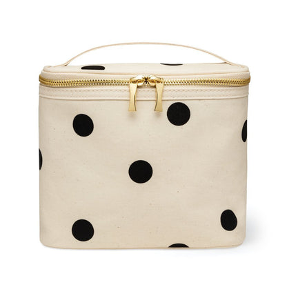 kate spade new york Insulated Lunch Tote, Small Lunch Cooler, Cute Lunch Bag for Women, Thermal Bag with Double Zipper Close and Carrying Handle, Large Deco Dot