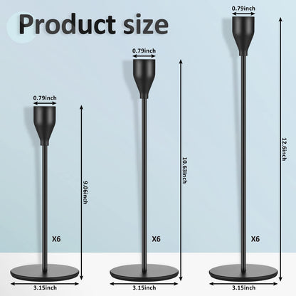 Set of 18 Tall Candlestick Holders Thin Metal Taper Candle Holders for Table Centerpiece Modern Decorative Pillar Candle Sticks Stand for Home Wedding Christmas Decoration(Rose Gold)