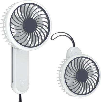 Mollie 3-Inch Mini USB Rechargeable Portable Handheld Fan, 3-Speeds Battery Operated for Travel, Camping, Office, Home