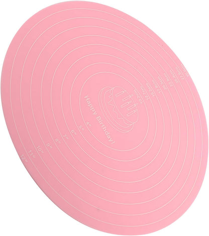 Silicone Baking Mat with Measurements for Cake Turntable, Non-Stick Heat Resistant Pastry Baking Sheet