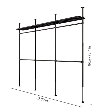 pamo Industrial Pipe Clothing Rack with Shelf - 550 lbs Capacity - Clamping Clothes Rack and Walk In Closet with Metal Shelf for Wardrobe