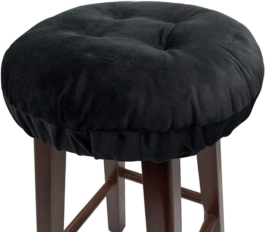 13 Inch Augld Bar Stool Cushion Soft Velvet Padded Round Stool Cover Velvet Black