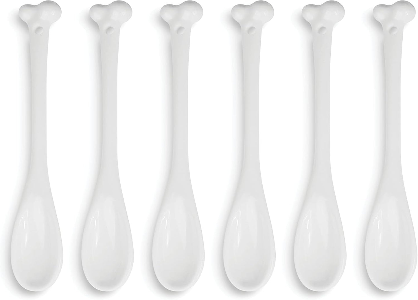 Set of 6 Ceramic Bone Spoons, Spooky Valentines Day Gifts, Goth Decor, Skull Spoon for Gothic Tea Set