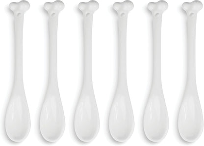 Set of 6 Ceramic Bone Spoons, Spooky Valentines Day Gifts, Goth Decor, Skull Spoon for Gothic Tea Set