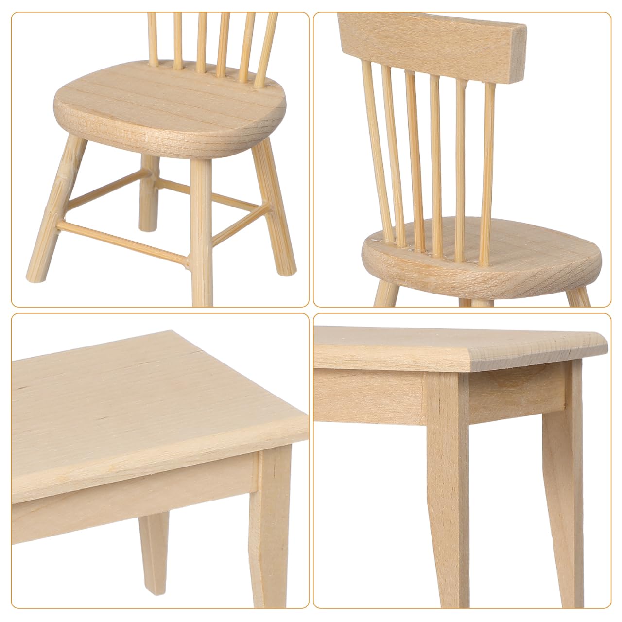 Toddmomy 1 Set Doll Furniture Miniature Furniture Decorative 1/12 Scale Miniature Table Chair Set for Dollhouse Kitchen Food Decoration Accessories (As Shown B)