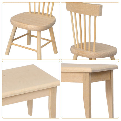 Toddmomy 1 Set Doll Furniture Miniature Furniture Decorative 1/12 Scale Miniature Table Chair Set for Dollhouse Kitchen Food Decoration Accessories (As Shown B)