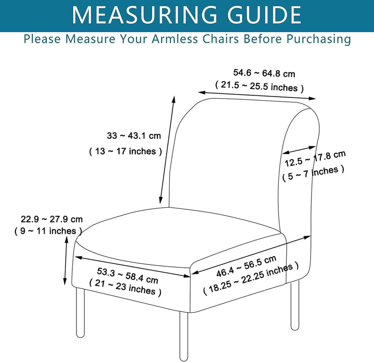 lihuitong Armless 2 Armless Armless 24) Chair Slipcover Pieces Printed Accent Chair Cover Stretch Spandex Slipper Chair