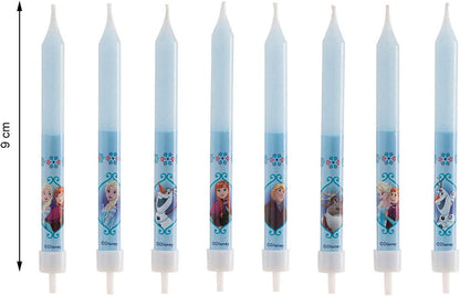 Set of 8 Decorative Birthday Candles for Children's Cakes - 3D Frozen Multicoloured Wax