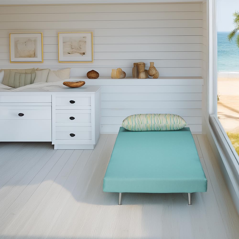 Cortesi Home Savion Convertible Accent Chair futon, Aqua Blue