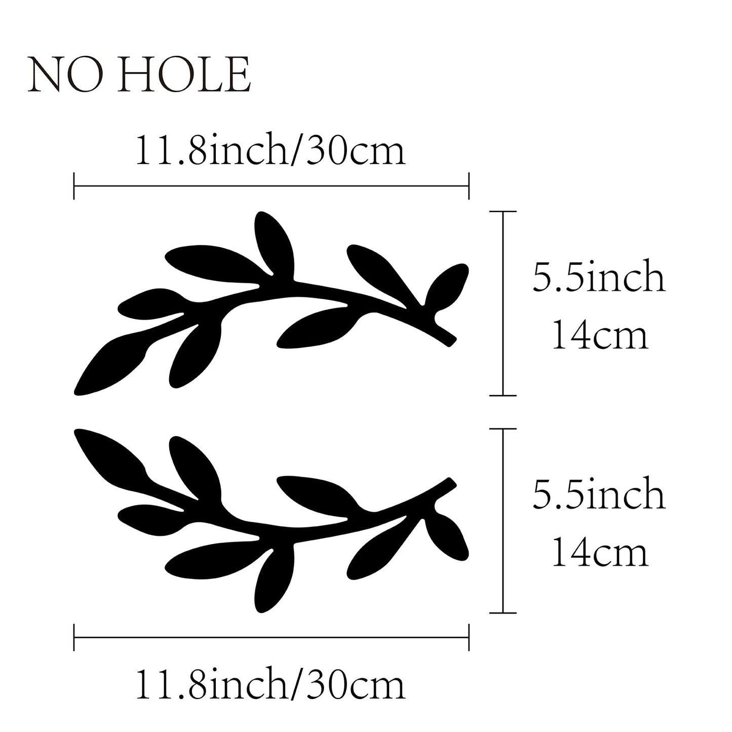 CREATCABIN 2Pcs Leaf Wooden Wall Art Decor Wood Sign Laser Cut Basswood Silhouette Decorative Hanging Sculpture Unfinished Olive Branch for Farmhouse Painting Crafts DIY Decoration Black 11.8x5.5 Inch