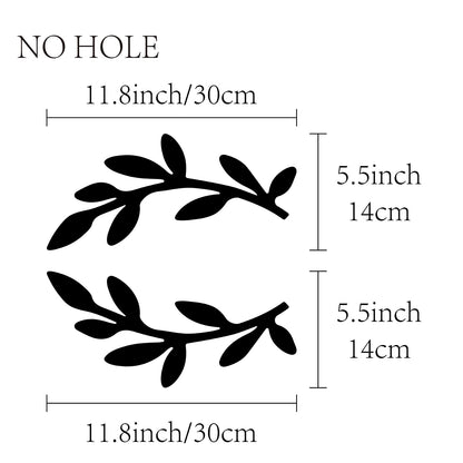 CREATCABIN 2Pcs Leaf Wooden Wall Art Decor Wood Sign Laser Cut Basswood Silhouette Decorative Hanging Sculpture Unfinished Olive Branch for Farmhouse Painting Crafts DIY Decoration Black 11.8x5.5 Inch